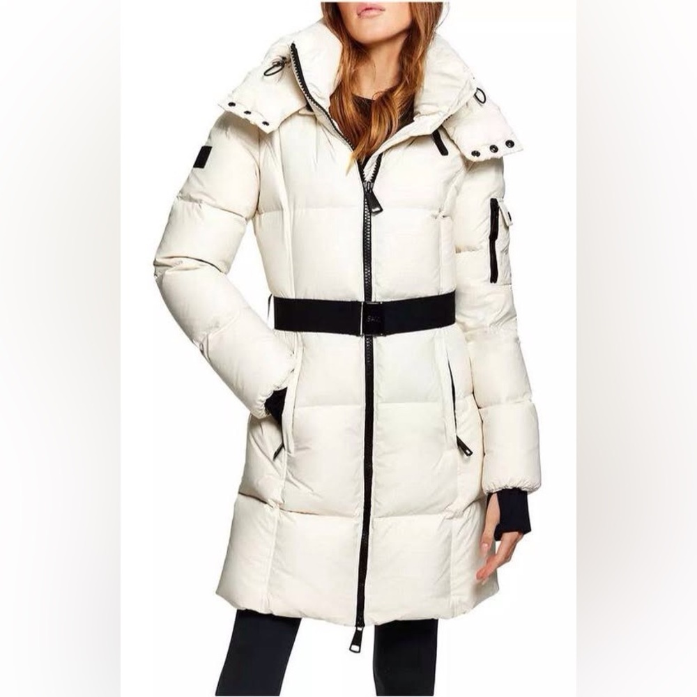 Like New SAM New York Noho Belted Down Puffer Coat in Cream